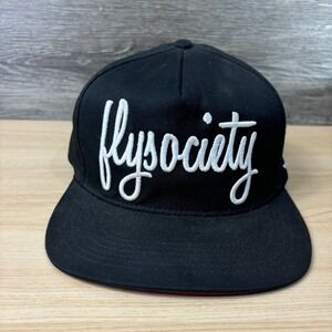 Fly Society Hat Cap Snapback Black Scirpt USA Made